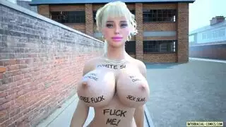 فتاة مشدودة كبيرة الثدي تستعرض وتتلقى مصاً قاسياً لقضيبها